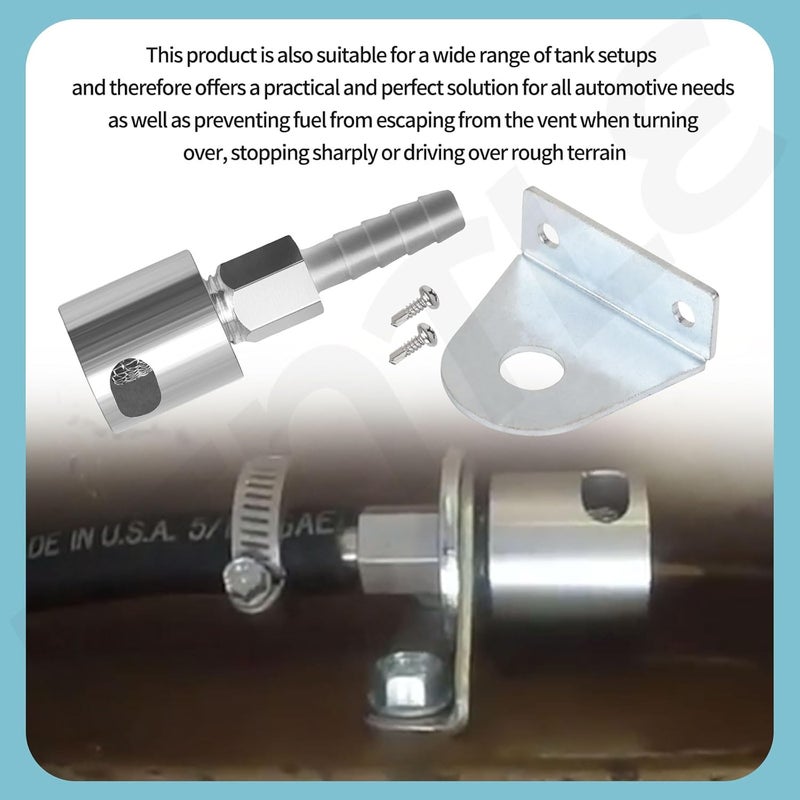 KINTLE Remote Mount Vent Valve w/Fuel Line Kit for Fuel Tanks, 5/16'' Barb Size, External Rollover Check Valve,Tank Vent Line Replacement Part with Fuel Line and Hard-ware - Image 4